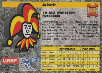 1993-94 Leaf Sisu SM-Liiga (Finnish) #19 Jali Wahlsten Back