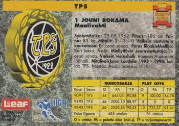 1993-94 Leaf Sisu SM-Liiga (Finnish) #29 Jouni Rokama Back
