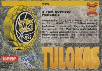 1993-94 Leaf Sisu SM-Liiga (Finnish) #34 Tom Koivisto Back