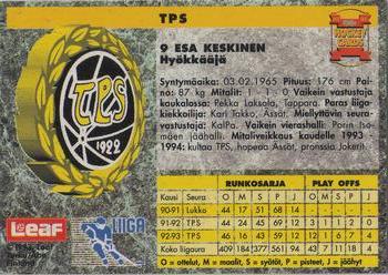1993-94 Leaf Sisu SM-Liiga (Finnish) #40 Esa Keskinen Back