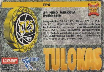 1993-94 Leaf Sisu SM-Liiga (Finnish) #50 Niko Mikkola Back