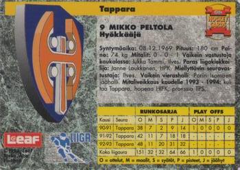 1993-94 Leaf Sisu SM-Liiga (Finnish) #69 Mikko Peltola Back