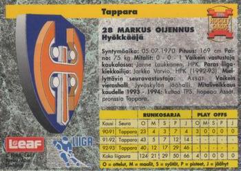 1993-94 Leaf Sisu SM-Liiga (Finnish) #79 Markus Oijennus Back