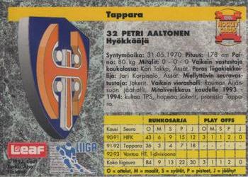 1993-94 Leaf Sisu SM-Liiga (Finnish) #80 Petri Aaltonen Back