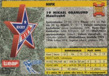 1993-94 Leaf Sisu SM-Liiga (Finnish) #84 Mikael Granlund Back