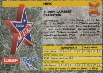 1993-94 Leaf Sisu SM-Liiga (Finnish) #87 Dan Lambert Back