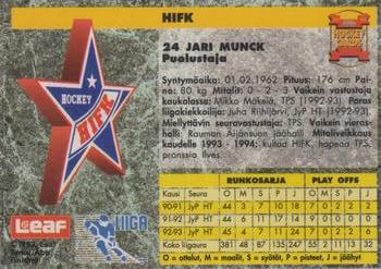1993-94 Leaf Sisu SM-Liiga (Finnish) #92 Jari Munck Back