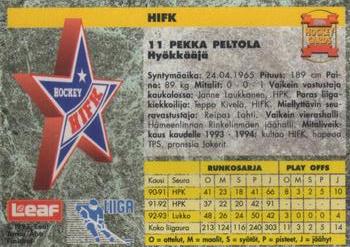 1993-94 Leaf Sisu SM-Liiga (Finnish) #97 Pekka Peltola Back