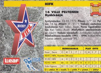 1993-94 Leaf Sisu SM-Liiga (Finnish) #101 Ville Peltonen Back
