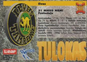 1993-94 Leaf Sisu SM-Liiga (Finnish) #116 Mikko Niemi Back
