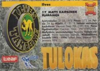 1993-94 Leaf Sisu SM-Liiga (Finnish) #124 Matti Kaipainen Back