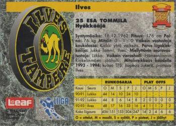 1993-94 Leaf Sisu SM-Liiga (Finnish) #126 Esa Tommila Back