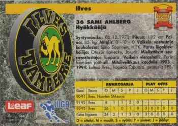 1993-94 Leaf Sisu SM-Liiga (Finnish) #132 Sami Ahlberg Back