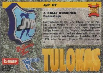 1993-94 Leaf Sisu SM-Liiga (Finnish) #142 Kalle Koskinen Back