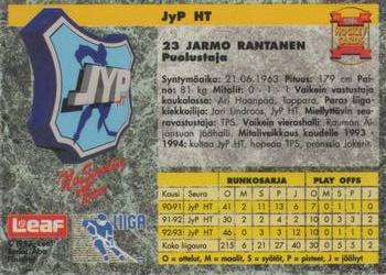 1993-94 Leaf Sisu SM-Liiga (Finnish) #145 Jarmo Rantanen Back