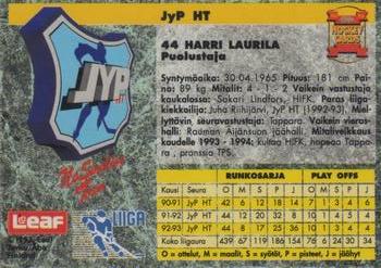 1993-94 Leaf Sisu SM-Liiga (Finnish) #146 Harri Laurila Back