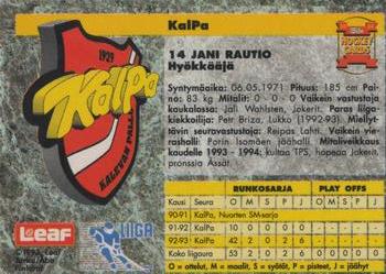 1993-94 Leaf Sisu SM-Liiga (Finnish) #173 Jani Rautio Back