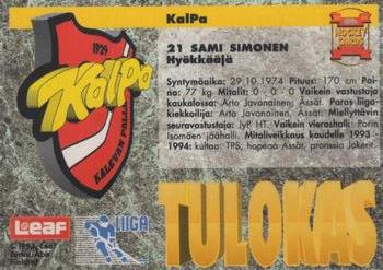 1993-94 Leaf Sisu SM-Liiga (Finnish) #177 Sami Simonen Back