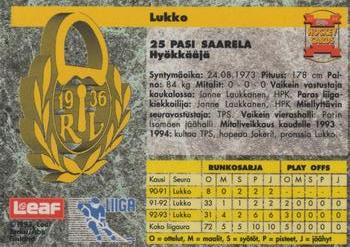 1993-94 Leaf Sisu SM-Liiga (Finnish) #199 Pasi Saarela Back