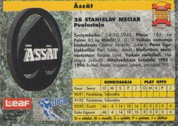 1993-94 Leaf Sisu SM-Liiga (Finnish) #216 Stanislav Meciar Back