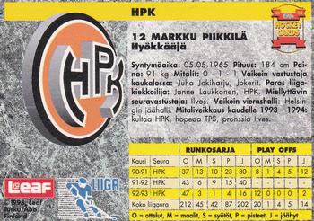 1993-94 Leaf Sisu SM-Liiga (Finnish) #245 Markku Piikkilä Back