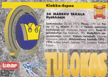1993-94 Leaf Sisu SM-Liiga (Finnish) #276 Markku Takala Back