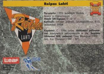 1993-94 Leaf Sisu SM-Liiga (Finnish) #278 Reipas Lahti Back