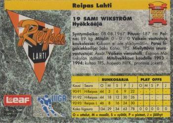 1993-94 Leaf Sisu SM-Liiga (Finnish) #295 Sami Wikström Back