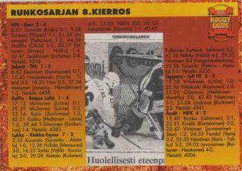 1993-94 Leaf Sisu SM-Liiga (Finnish) #308 Runkosarja 8. Kierros Back