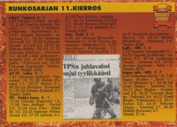 1993-94 Leaf Sisu SM-Liiga (Finnish) #311 Runkosarja 11. Kierros Back
