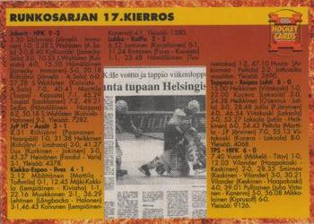 1993-94 Leaf Sisu SM-Liiga (Finnish) #317 Runkosarja 17. Kierros Back