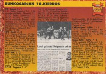 1993-94 Leaf Sisu SM-Liiga (Finnish) #318 Runkosarja 18. Kierros Back