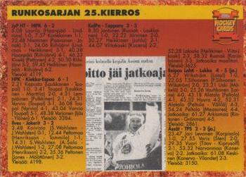 1993-94 Leaf Sisu SM-Liiga (Finnish) #325 Runkosarja 25. Kierros Back