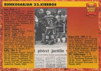 1993-94 Leaf Sisu SM-Liiga (Finnish) #333 Runkosarja 33. Kierros Back