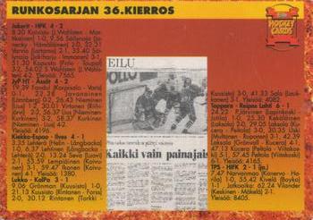 1993-94 Leaf Sisu SM-Liiga (Finnish) #336 Runkosarja 36. Kierros Back