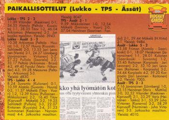 1993-94 Leaf Sisu SM-Liiga (Finnish) #346 Runkosarja Paikalliskierros Back