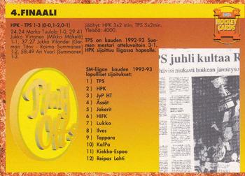 1993-94 Leaf Sisu SM-Liiga (Finnish) #359 Playoffs 4. Finaali Back