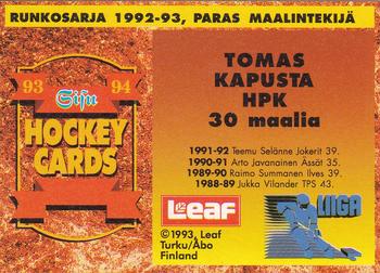 1993-94 Leaf Sisu SM-Liiga (Finnish) #361 Tomas Kapusta Back