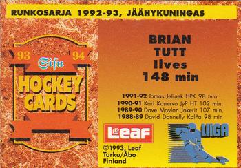 1993-94 Leaf Sisu SM-Liiga (Finnish) #363 Brian Tutt Back