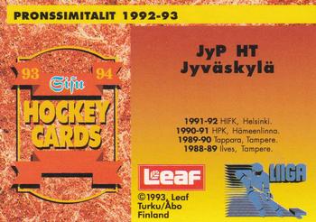 1993-94 Leaf Sisu SM-Liiga (Finnish) #383 JyP HT Bronze Back