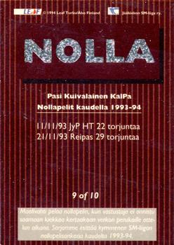 1994-95 Leaf Sisu SM-Liiga (Finnish) - Nollakortit #9 Pasi Kuivalainen Back
