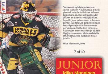 1994-95 Leaf Sisu SM-Liiga (Finnish) - Junior #7 Mika Manninen Back