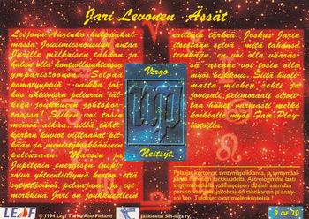 1994-95 Leaf Sisu SM-Liiga (Finnish) - Horoscopes #9 Jari Levonen Back