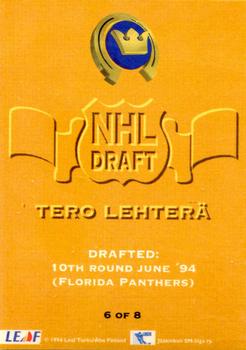 1994-95 Leaf Sisu SM-Liiga (Finnish) - NHL Draft #6 Tero Lehterä Back