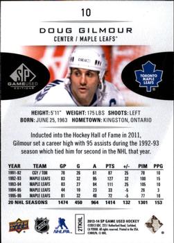 2013-14 SP Game Used #10 Doug Gilmour Back