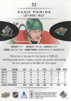 2013-14 SP Game Used #52 Zach Parise Back