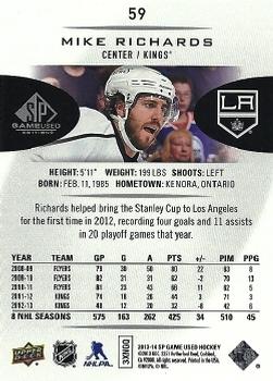 2013-14 SP Game Used #59 Mike Richards Back