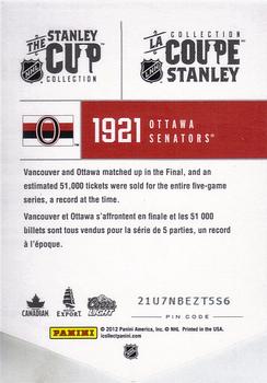 2012 Panini Molson Stanley Cup Collection #NNO 1921 Back