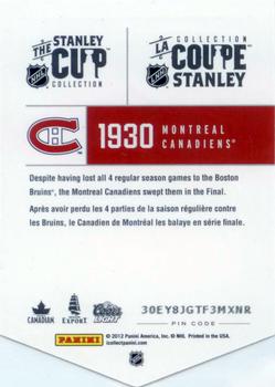 2012 Panini Molson Stanley Cup Collection #NNO 1930 Back