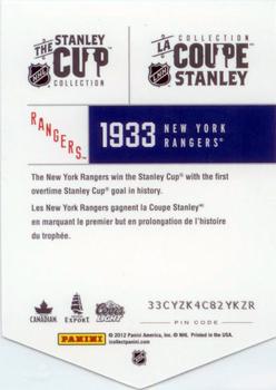 2012 Panini Molson Stanley Cup Collection #NNO 1933 Back